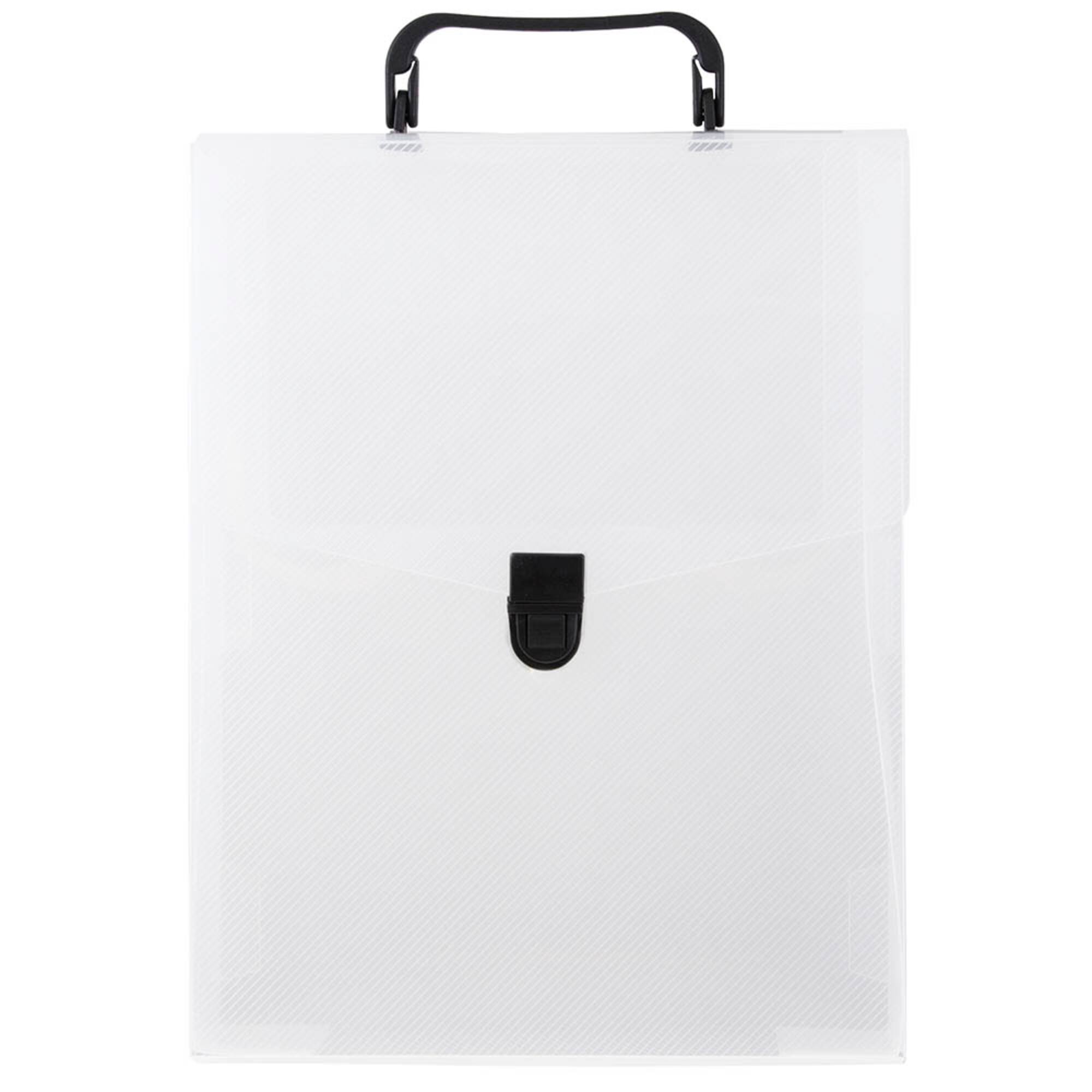 JAM Paper Clear Plastic Portfolio Vertical Briefcase with Handles